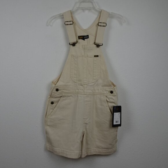 Lee Short Overalls Shortalls Women's Size XS Beige Denim Romper Coveralls - Picture 1 of 9